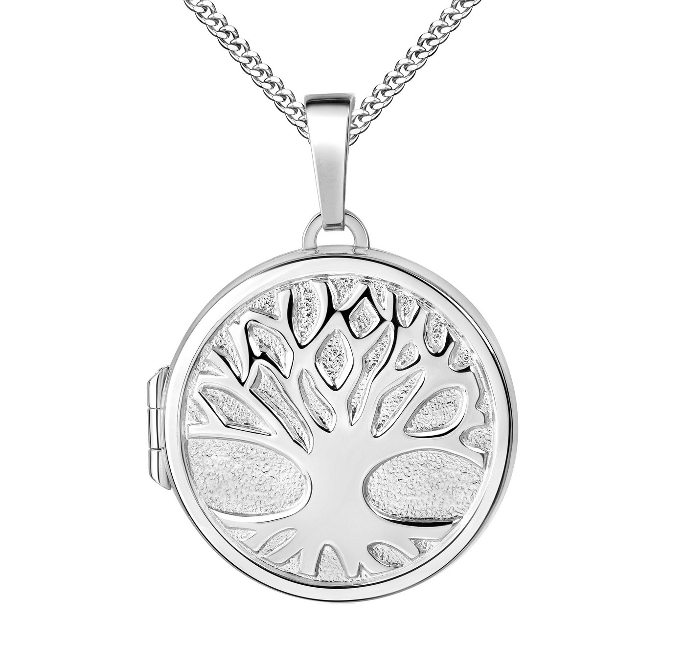 JEVELION Amulett Medaillon Baum des Lebens Silber Anhänger rund zum Öffnen für 2 Fotos (Bildermedaillon, für Damen und Mädchen), Mit Kette Sterlingsilber - Länge wählbar 36 - 70 cm oder ohne Kette. von JEVELION