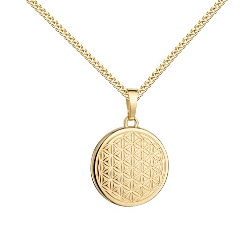 JEVELION Anhänger Blume des Lebens 333 als magisches Glückssymbol Gold Goldschmuck für Damen und Herren von JEVELION