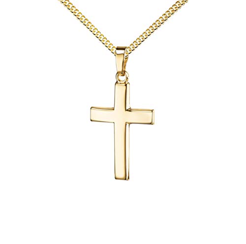 Anhänger-Kreuz Goldkreuz für Damen, Herren und Kinder Kreuzanhänger Kettenanhänger in gewölbter Form + Schmuck-Etui mit Kette von JEVELION