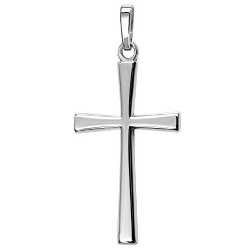 JEVELION Anhänger-Kreuz formschön für Damen, Herren und Kinder mit abgeflachten Kanten als Kettenanhänger 925 Silber mit Schmuck-Etui von JEVELION