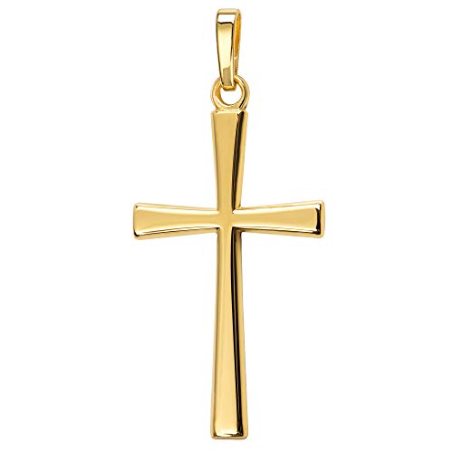 JEVELION Anhänger-Kreuz formschönes Goldkreuz für Damen, Herren und Kinder mit abgeflachten Kanten als Kettenanhänger 750 Gold 18 Karat mit Schmuck-Etui von JEVELION