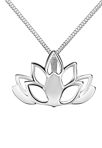 JEVELION Anhänger silberne Lotusblüte aus 925 Sterlingsilber mit Kette für Damen von JEVELION