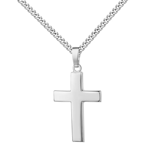 JEVELION Anhängerkette Kreuz Anhänger 925 Sterlingsilber für Damen und Herren Silberkreuz Mit hochwertiger Schmuck-Kette 925 Silber - Kettenlänge 70 cm. von JEVELION