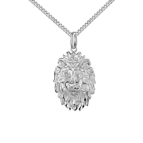 JEVELION Anhängerkette Löwe-Anhänger 925 Silberanhänger, Silberschmuck für Damen und Herren. Mit hochwertiger Schmuck-Kette 925 Silber - Kettenlänge 70 cm. von JEVELION