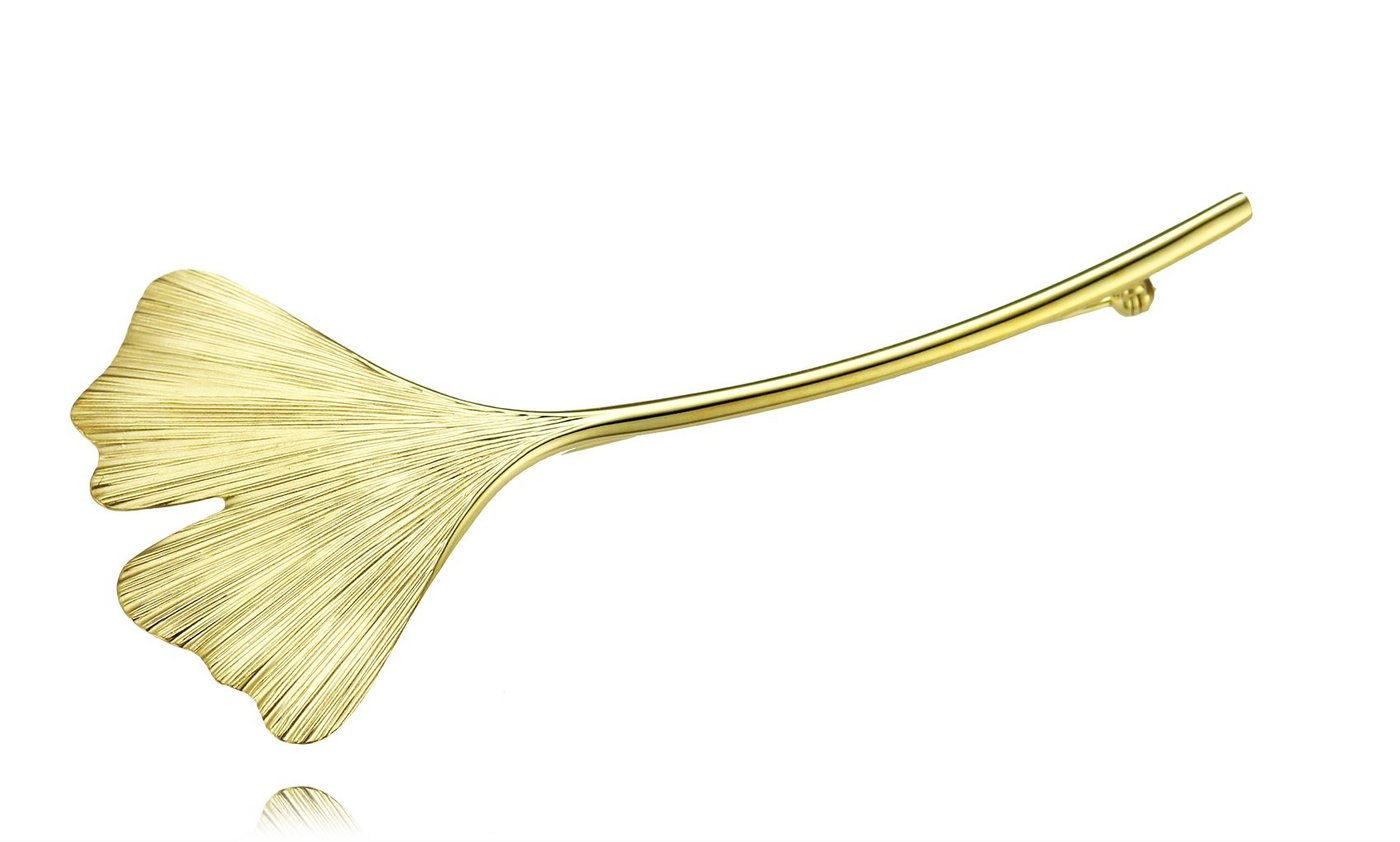 JEVELION Anstecknadel Ginkgo 333 Gold (Goldbrosche, für Damen), Goldstecker - Made in Germany von JEVELION