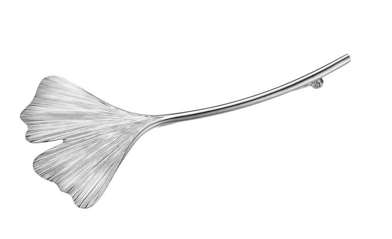 JEVELION Anstecknadel Ginkgo 925 Silber (Silber-Brosche, für Damen), Silberstecker - Made in Germany von JEVELION