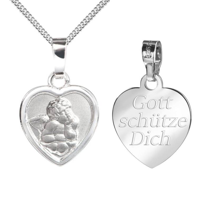 JEVELION Engelanhänger Anhänger 925 Sterlingsilber Schutzengel - Made in Germany (Silberkreuz, für Damen und Herren), Mit Silberkette 925 - Länge wählbar 36 - 70 cm oder ohne Kette. von JEVELION