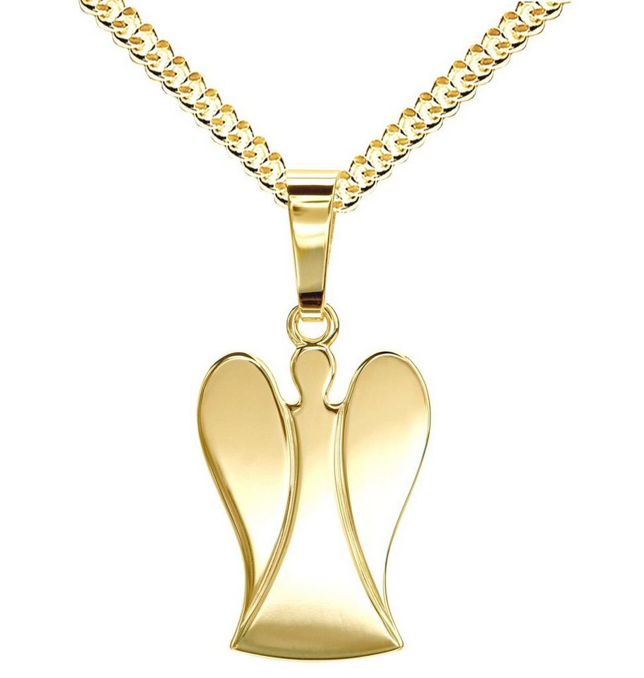 JEVELION Engelanhänger Schutzengel Anhänger 585 Gold (Goldanhänger, für Damen und Kinder), Mit Kette vergoldet- Länge wählbar 36 - 70 cm. von JEVELION