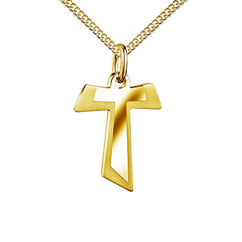 JEVELION Gold-Kreuz Antoniuskreuz Taukreuz T-Form für Damen, Herren und Kinder Kreuz-Anhänger 333 Gold 8 Karat Mit Kette - Kettenlänge 40 cm. von JEVELION