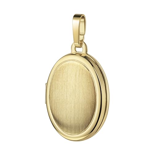 JEVELION Gold Medaillon 333/8 Karat für 2 Bilder Amulett Anhänger oval zum Aufklappen für Damen mit Halskette von JEVELION