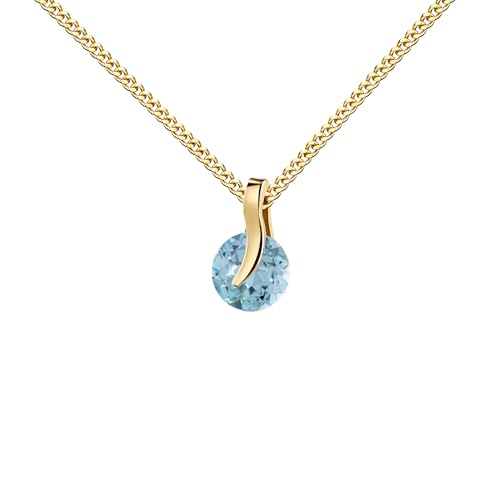 JEVELION Goldener Blauer Topas Edelstein Anhänger massiv 585 Gold / 14 Karat. Edelsteinschmuck für Damen. Mit hochwertiger Schmuck-Kette 925 Silber vergoldet - Kettenlänge 70 cm. von JEVELION