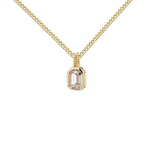 JEVELION Goldschmuck-Anhänger weißer Zirkonia 333 Gold, 8 Karat 8K Goldschmuck für Damen Mit Kette 925 Silber vergoldet - Kettenlänge 45 cm. von JEVELION