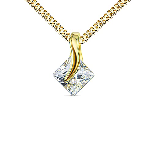 JEVELION Halskette Anhänger 333 Gold 8 Karat mit Zirkonia Stein in edlem Design für Damen Mit Damenkette - Kettenlänge 70 cm. von JEVELION