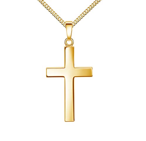 JEVELION Halskette Kreuz-Anhänger 333 Gold 8 Karat / 8K Goldkreuz Kettenanhänger Mit Kette 70 cm von JEVELION