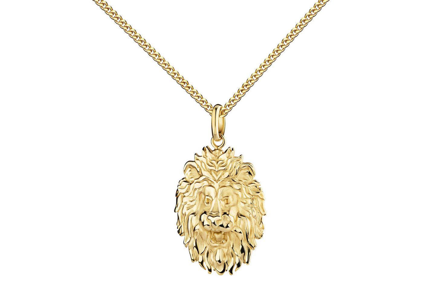 JEVELION Kette mit Anhänger 333 Gold Goldanhänger Löwe Kraft und Ausdauer- Made in Germany (Goldanhänger, für Damen und Herren), Mit Kette vergoldet- Länge wählbar 36 - 70 cm oder ohne Kette. von JEVELION