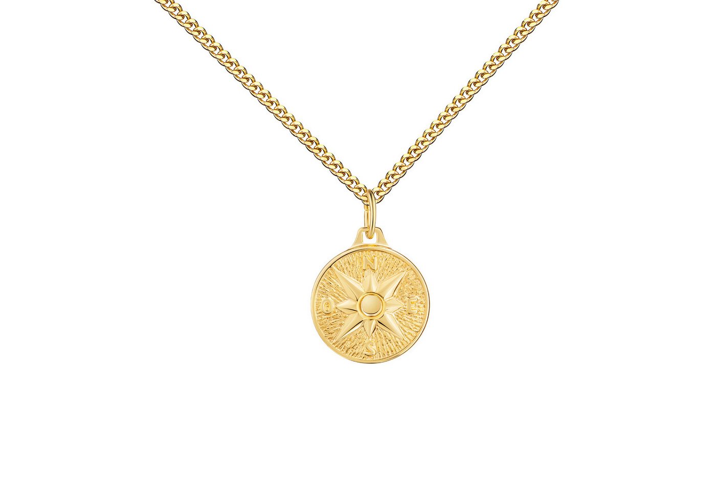 JEVELION Kette mit Anhänger 333 Gold Kompass-Anhänger Schutzschild Glücksbringer - Made in Germany (Goldanhänger, für Damen und Mädchen), Mit Kette vergoldet- Länge wählbar 36 - 70 cm oder ohne Kette. von JEVELION