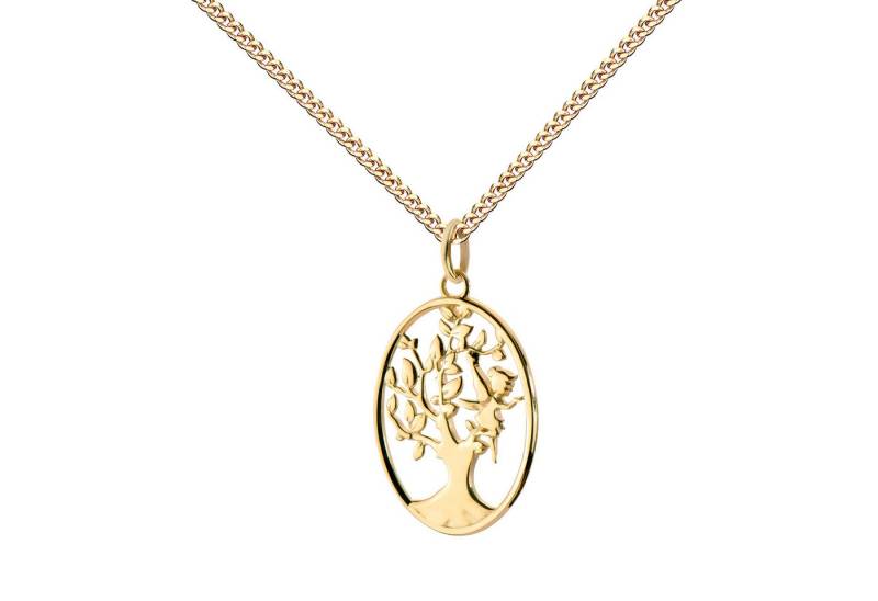 JEVELION Kette mit Anhänger 333 Gold Lebensbaum + Fee Kette Baum des Lebens - Made in Germany (Goldanhänger, für Damen und Mädchen), Mit Kette vergoldet- Länge wählbar 36 - 70 cm oder ohne Kette. von JEVELION