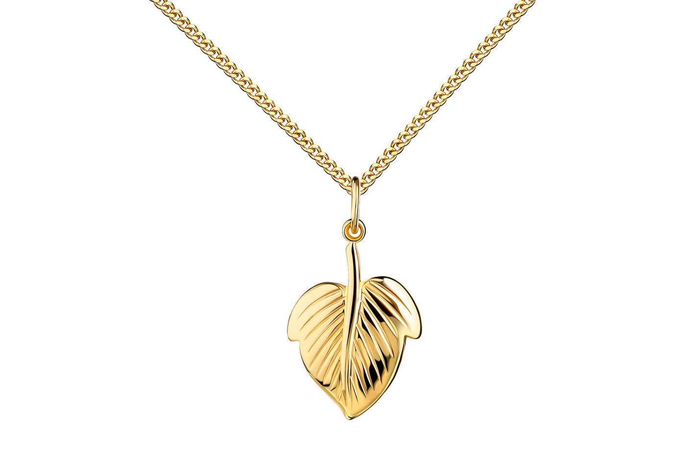 JEVELION Kette mit Anhänger 333 Gold Palmblatt Glücksanhänger Glücksbringer - Made in Germany (Goldanhänger, für Damen und Mädchen), Mit Kette vergoldet- Länge wählbar 36 - 70 cm oder ohne Kette. von JEVELION