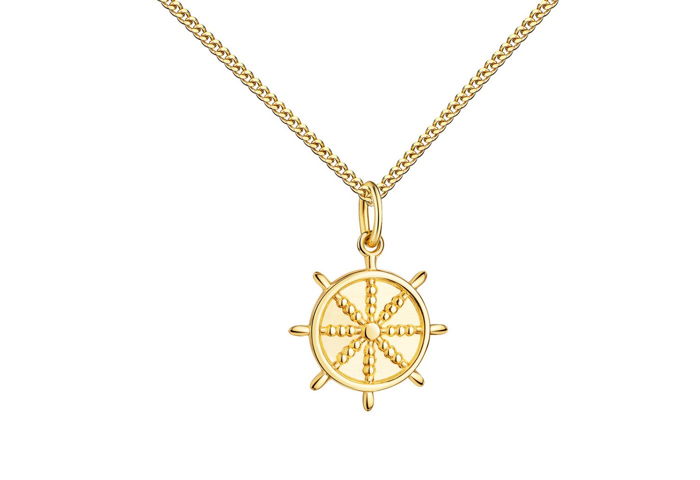 JEVELION Kette mit Anhänger 333 Gold Steuerrad Glücksbringer - Made in Germany (Goldanhänger, für Damen und Mädchen), Mit Kette vergoldet- Länge wählbar 36 - 70 cm oder ohne Kette. von JEVELION