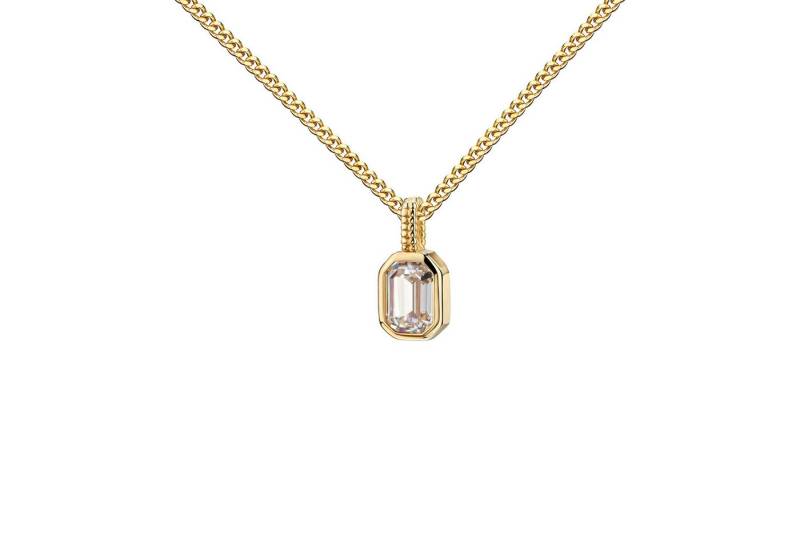 JEVELION Kette mit Anhänger 333 Goldanhänger mit weißem Zirkonia-Stein - Made in Germany (Goldanhänger, für Damen und Mädchen), Mit Kette vergoldet- Länge wählbar 36 - 70 cm oder ohne Kette. von JEVELION