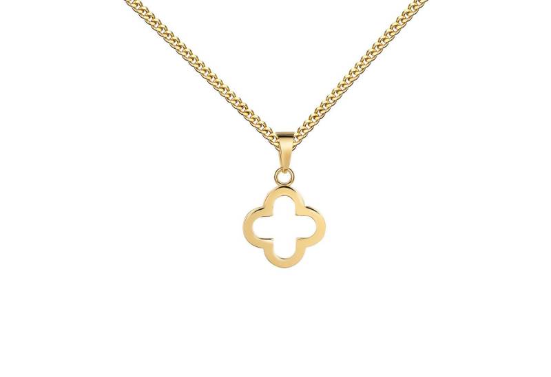 JEVELION Kette mit Anhänger 333 Goldanhänger rundes Kleeblatt - Made in Germany (Goldanhänger, für Damen und Mädchen), Mit Kette vergoldet- Länge wählbar 36 - 70 cm oder ohne Kette. von JEVELION