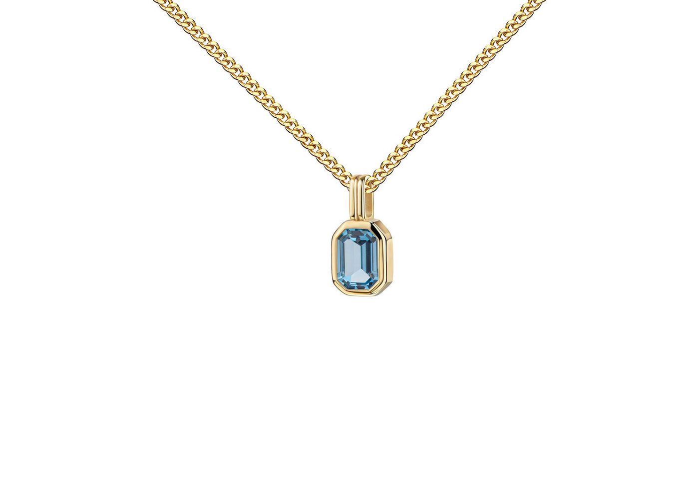 JEVELION Kette mit Anhänger 585 Goldanhänger mit blauem Zirkonia-Stein - Made in Germany (Goldanhänger, für Damen und Mädchen), Mit Kette vergoldet- Länge wählbar 36 - 70 cm oder ohne Kette. von JEVELION