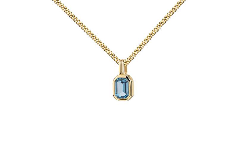 JEVELION Kette mit Anhänger 585 Goldanhänger mit blauem Zirkonia-Stein - Made in Germany (Goldanhänger, für Damen und Mädchen), Mit Kette vergoldet- Länge wählbar 36 - 70 cm oder ohne Kette. von JEVELION