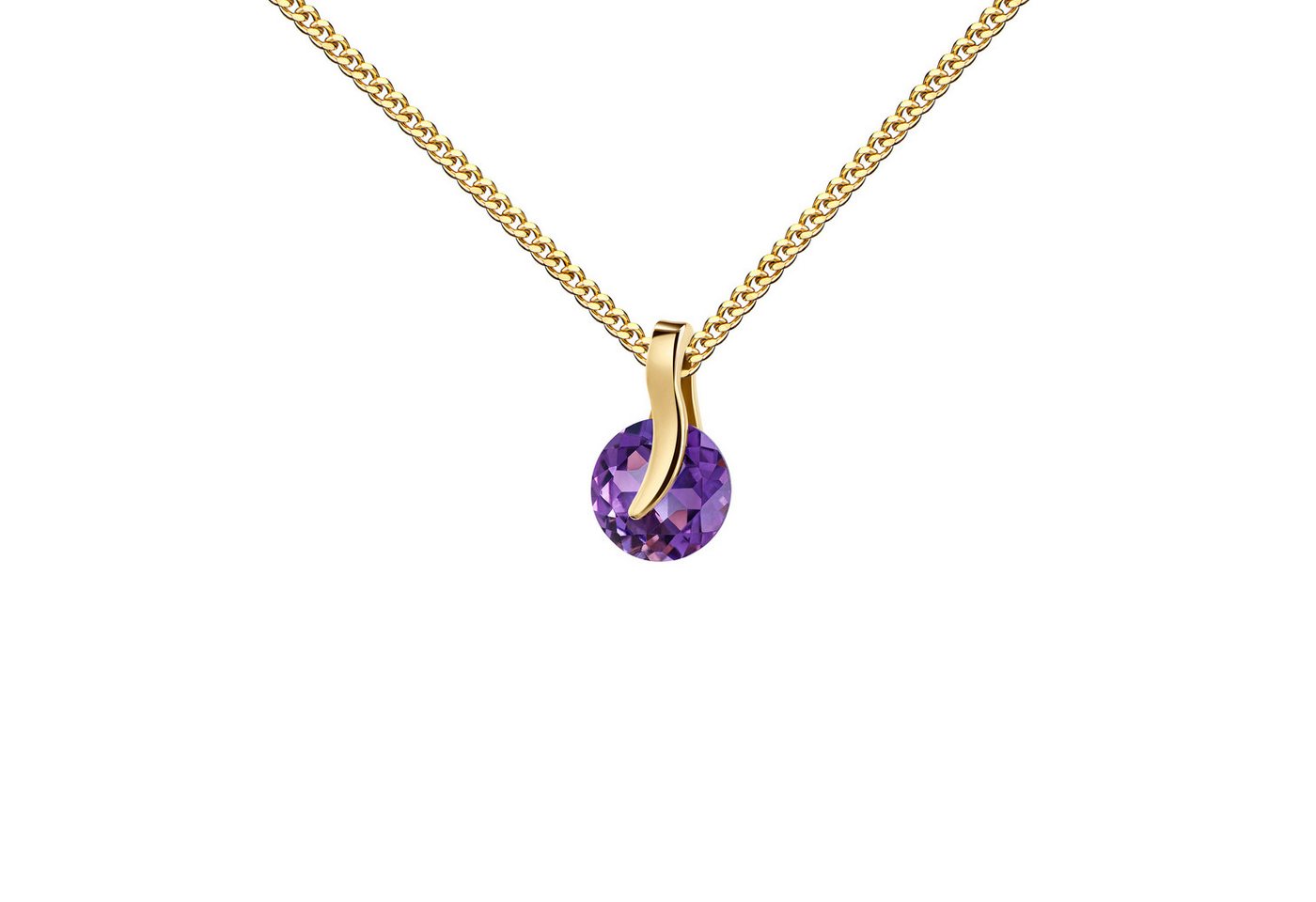 JEVELION Kette mit Anhänger Amethyst Edelstein Gold-Anhänger massiv 750 Gelbgold - Made in Germany (Goldanhänger, für Damen und Mädchen), Mit Kette vergoldet- Länge wählbar 36 - 70 cm oder ohne Kette. von JEVELION