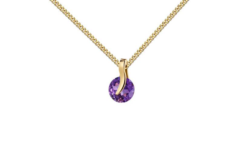 JEVELION Kette mit Anhänger Amethyst Edelstein Gold-Anhänger massiv 750 Gelbgold - Made in Germany (Goldanhänger, für Damen und Mädchen), Mit Kette vergoldet- Länge wählbar 36 - 70 cm oder ohne Kette. von JEVELION