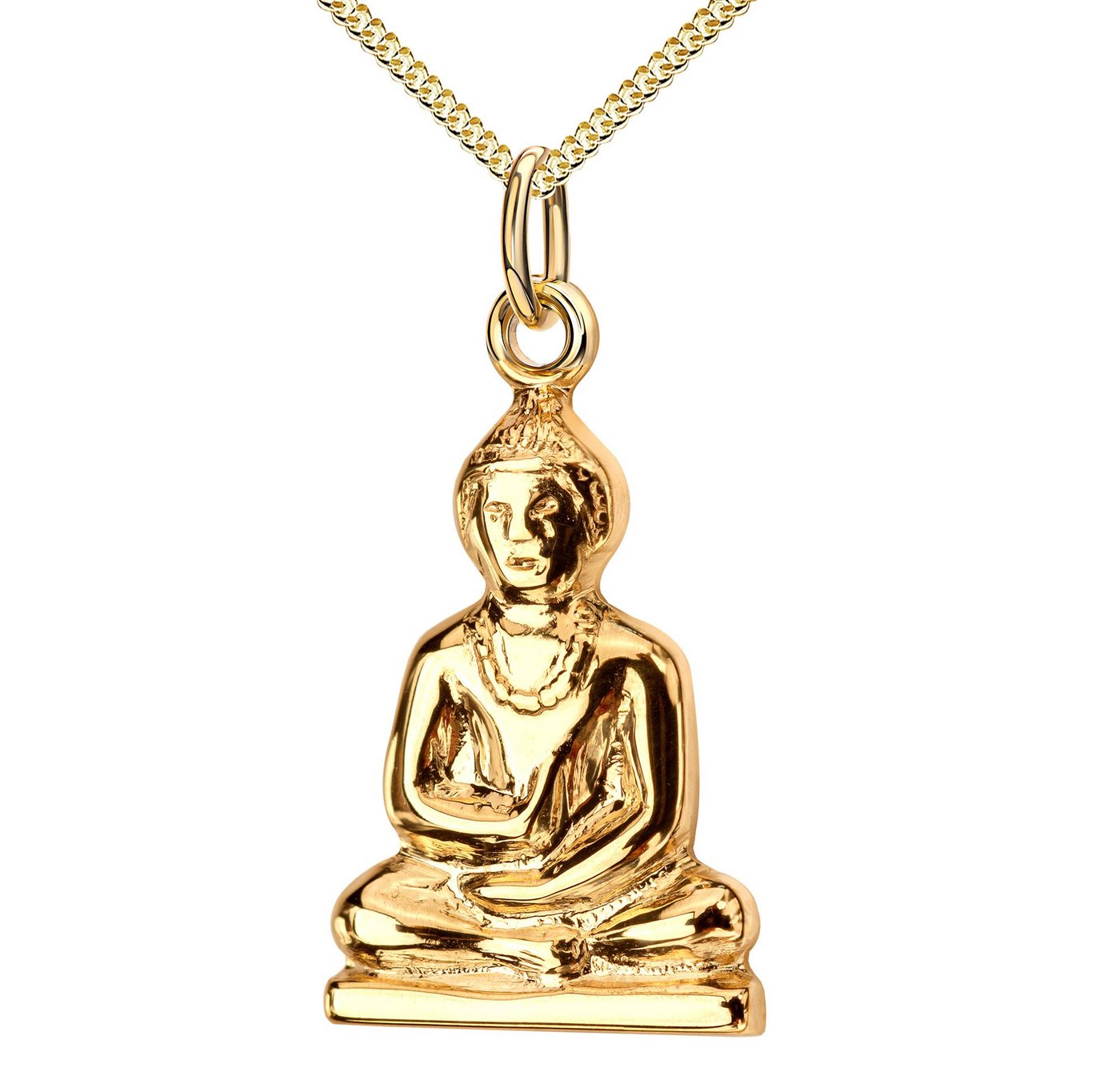 JEVELION Kette mit Anhänger Buddha Anhänger 333 Gold (Goldanhänger, für Damen und Herren), Mit Kette vergoldet- Länge wählbar 36 - 70 cm. von JEVELION