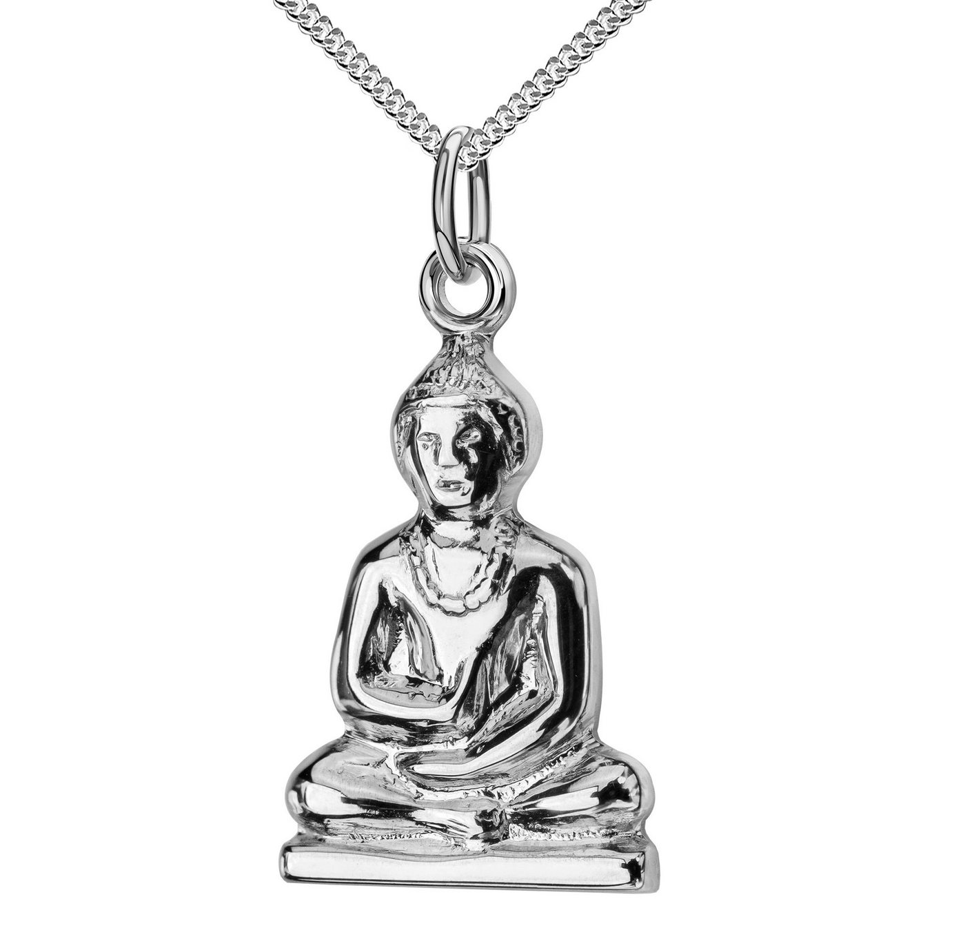 JEVELION Kette mit Anhänger Buddha Anhänger Silber (Silberanhänger, für Damen und Herren), Mit Silberkette 925 - Länge wählbar 36 - 70 cm. von JEVELION