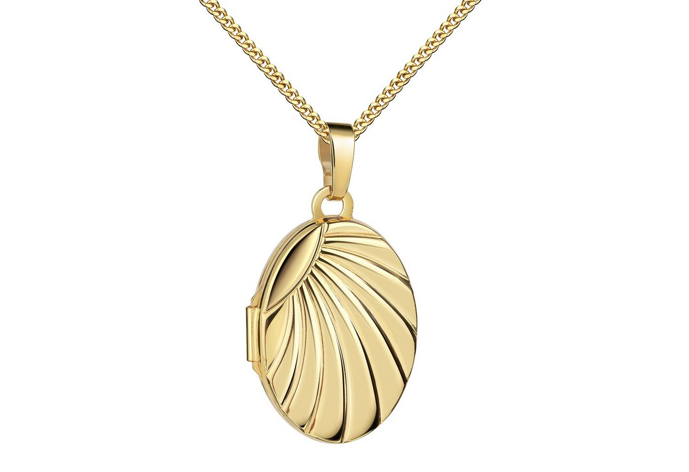 JEVELION Kette mit Anhänger Fotomedaillon Gold 585 zum Öffnen für 2 Bilder Fotos - Made in Germany (Foto Amulett Gold, für Damen und Mädchen), Mit Kette vergoldet - Länge wählbar 36 - 70 cm oder ohne Kette. von JEVELION