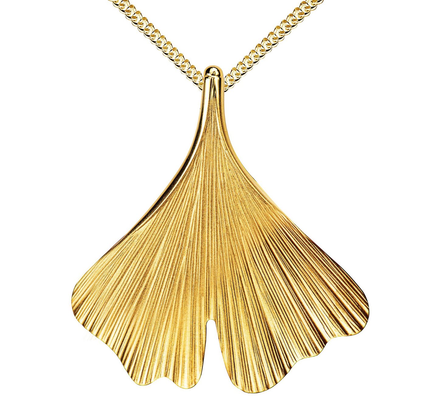 JEVELION Kette mit Anhänger Ginkgo Anhänger 585 Gold (Goldanhänger, für Damen), Mit Kette vergoldet- Länge wählbar 36 - 70 cm. von JEVELION