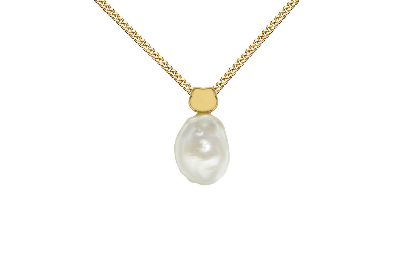 JEVELION Kette mit Anhänger Keshi Perle Anhänger mit Kleeblatt 750 Gold Süßwasser perle weiß (Goldanhänger, für Damen und Mädchen), Mit Kette vergoldet- Länge wählbar 36 - 70 cm oder ohne Kette. von JEVELION