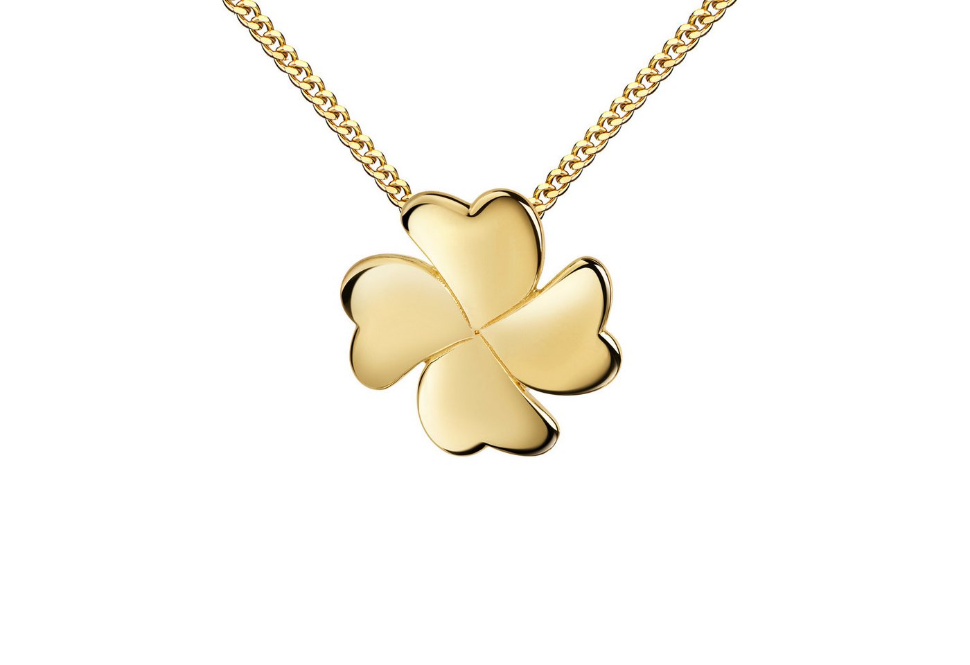 JEVELION Kette mit Anhänger Kettenanhänger Kleeblatt 333 Gold / 8 Karat - Made in Germany (Goldanhänger, für Damen und Mädchen), Mit Kette vergoldet- Länge wählbar 36 - 70 cm oder ohne Kette. von JEVELION