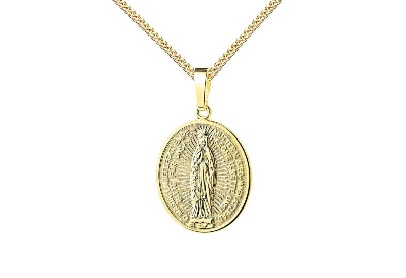 JEVELION Kette mit Anhänger Madonna Milagrosa Anhänger 333 / 8 Karat massiv Gold - Made in Germany (Schutzanhänger, für Damen und Herren), Mit Kette vergoldet- Länge wählbar 36 - 70 cm oder ohne Kette. von JEVELION