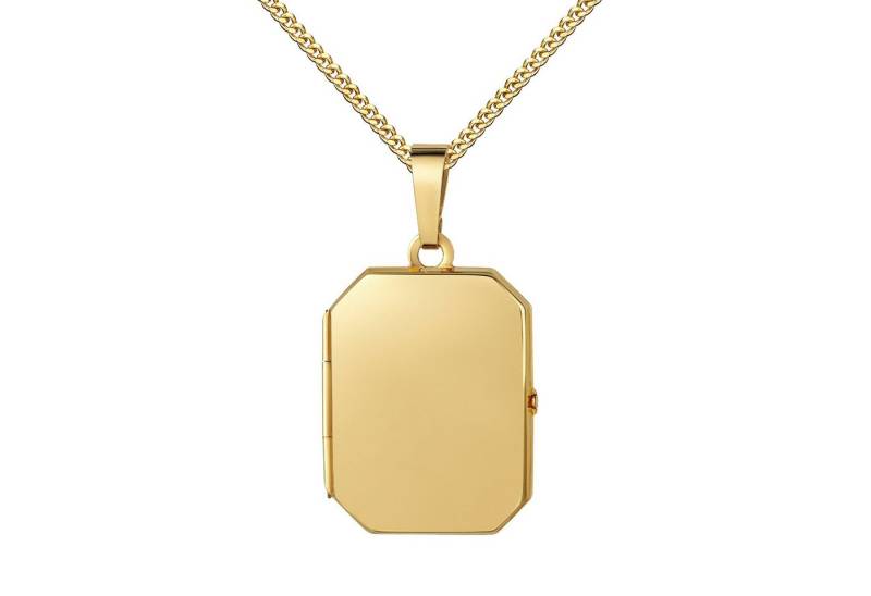 JEVELION Kette mit Anhänger Medaillon Amulett zum Öffnen rechteckig 333 Goldanhänger für 2 Bilder (Fotomedaillon, für Damen und Mädchen), Mit Kette vergoldet - Länge wählbar 36 - 70 cm oder ohne Kette. von JEVELION