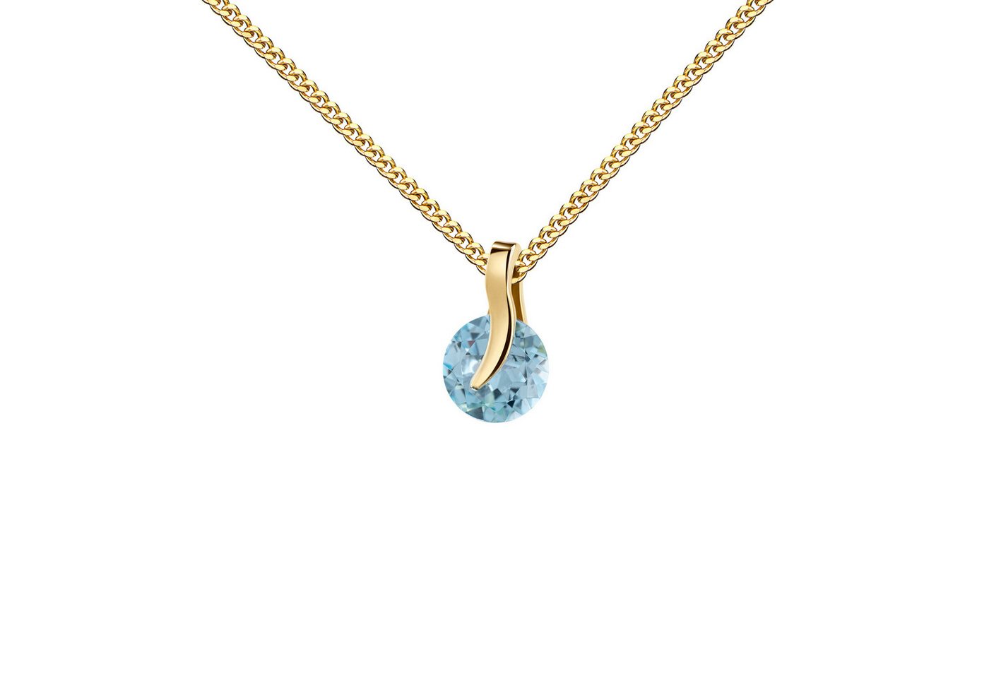 JEVELION Kette mit Anhänger blauer Topas Edelstein Anhänger massiv 585 Gold - Made in Germany (Goldanhänger, für Damen und Mädchen), Mit Kette vergoldet- Länge wählbar 36 - 70 cm oder ohne Kette. von JEVELION