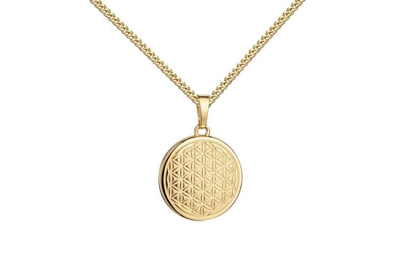 JEVELION Kettenanhänger 585 Gold Lebensblume Kette Blume des Lebens - Made in Germany (Goldanhänger, für Damen und Herren), Mit Kette vergoldet- Länge wählbar 36 - 70 cm oder ohne Kette. von JEVELION