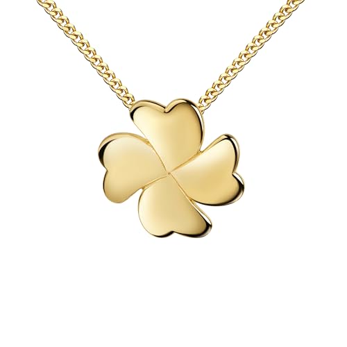JEVELION Kettenanhänger Anhänger Kleeblatt massiv 333 Gold Glücksanhänger Goldschmuck für Damen. Mit Halskette 925 Silber vergoldet - Kettenlänge 60 cm. von JEVELION