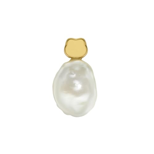 JEVELION Kettenanhänger Anhänger mit Keshi Perle für Damen und Kinder Schmuckanhänger mit Kleeblatt-Applikation 333/8K Gold. Mit Halskette 925 Silber vergoldet - Kettenlänge 60 cm. von JEVELION