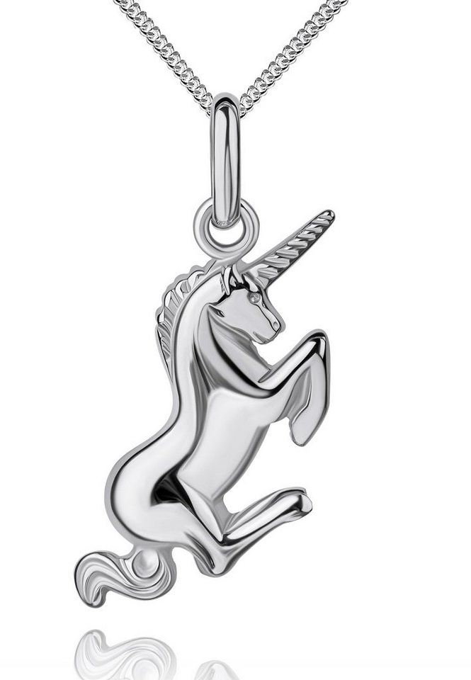 JEVELION Kettenanhänger Einhorn Anhänger 925 Sterlingsilber - Made in Germany (Silberanhänger, für Kinder - Mädchen), Mit Panzerkette - Länge wählbar 36 - 70 cm. von JEVELION