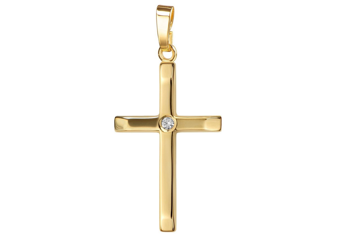 JEVELION Kettenanhänger Kreuz Anhänger 750 Gold mit Brilliant (Goldkreuz, für Damen und Herren), Goldenes Kreuz - Made in Germany von JEVELION