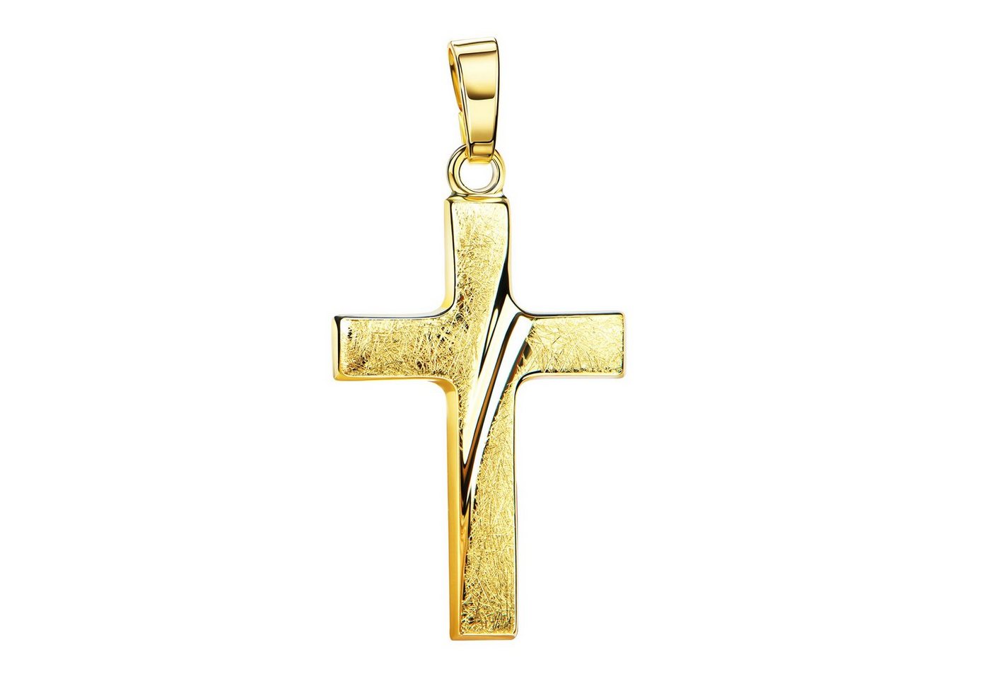 JEVELION Kettenanhänger Kreuz-Anhänger eismattiert 333 Gold (Goldkreuz, für Damen und Herren), Gold-Anhänger - Made in Germany von JEVELION