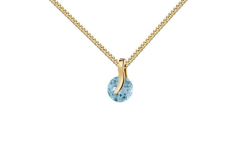 JEVELION Kettenanhänger blauer Topas Edelstein Anhänger massiv 333 Gold - Made in Germany (Goldanhänger, für Damen und Mädchen), Mit Kette vergoldet- Länge wählbar 36 - 70 cm oder ohne Kette. von JEVELION