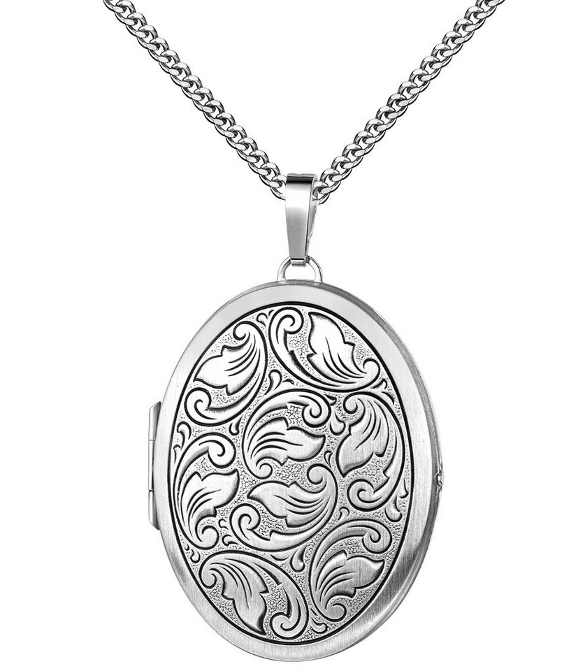 JEVELION Kettenanhänger großes Medaillon 925 Silber-Amulett zum Öffnen für 2 Fotos Bilder (Fotomedaillon, für Damen und Mädchen), Mit Kette Sterlingsilber - Länge wählbar 36 - 70 cm von JEVELION