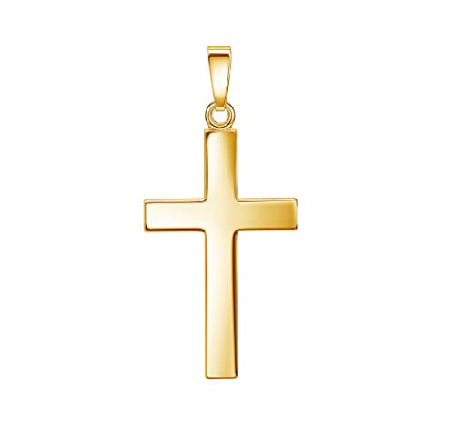 JEVELION Kreuz-Anhänger 333 Gold 8 Karat / 8K in Hochglanz poliertes Goldkreuz für Damen und Herren als Kettenanhänger + Schmuck-Etui und Zertifikat von JEVELION