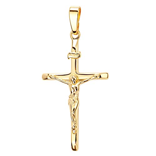 JEVELION Kreuz-Anhänger Goldkreuz Jesus Christus mit INRI-Gravur für Damen, Herren und Kinder als Kettenanhänger 750 Gold 18 Karat mit Schmuck-Etui von JEVELION