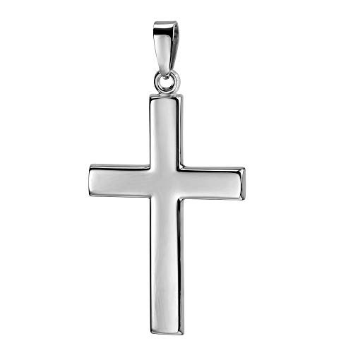 JEVELION Kreuzanhänger großes Kreuz für Damen, Herren und Kinder in hochglanz poliert als Kettenanhänger 925 Silber + Schmuck-Etui von JEVELION