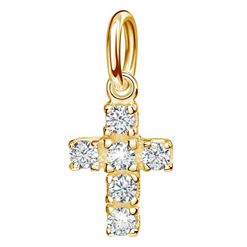 JEVELION Kreuz-Anhänger klein Symbol für Damen, Herren und Kinder als Kettenanhänger Gold-Kreuz 333 Gold 8 Karat mit Zirkonia + Schmuck-Etui von JEVELION